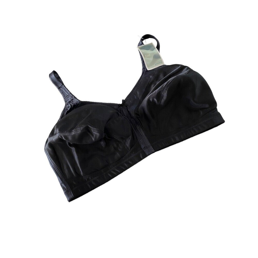 Amoena Mastectomy Bra Womens 46DD Black Ava 2115 Wireless Pocketed Full Coverage